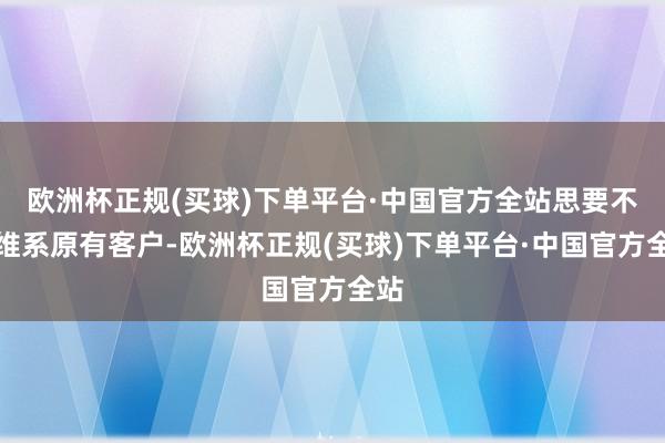 欧洲杯正规(买球)下单平台·中国官方全站思要不息维系原有客户-欧洲杯正规(买球)下单平台·中国官方全站