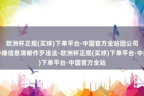 欧洲杯正规(买球)下单平台·中国官方全站因公司及王海荣涉嫌信息清晰作歹违法-欧洲杯正规(买球)下单平台·中国官方全站