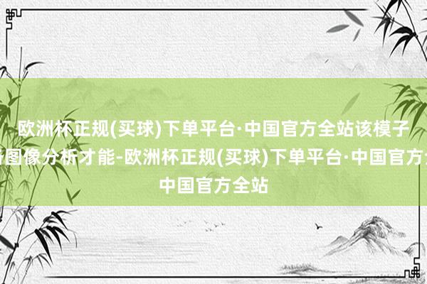 欧洲杯正规(买球)下单平台·中国官方全站该模子具备图像分析才能-欧洲杯正规(买球)下单平台·中国官方全站