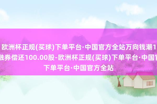 欧洲杯正规(买球)下单平台·中国官方全站万向钱潮12月9日融券偿还100.00股-欧洲杯正规(买球)下单平台·中国官方全站