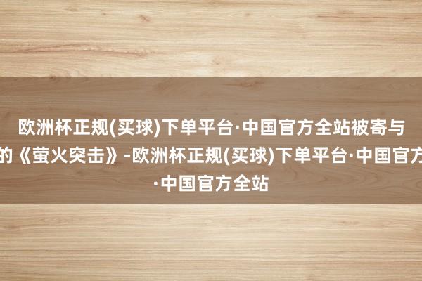 欧洲杯正规(买球)下单平台·中国官方全站被寄与厚望的《萤火突击》-欧洲杯正规(买球)下单平台·中国官方全站